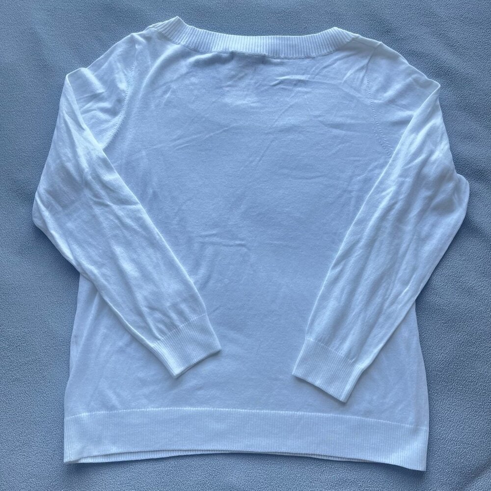 Lands End Sweater Womens XL Scoop Neck White Lightweight Layer Cotton Knit NEW - Picture 6 of 9